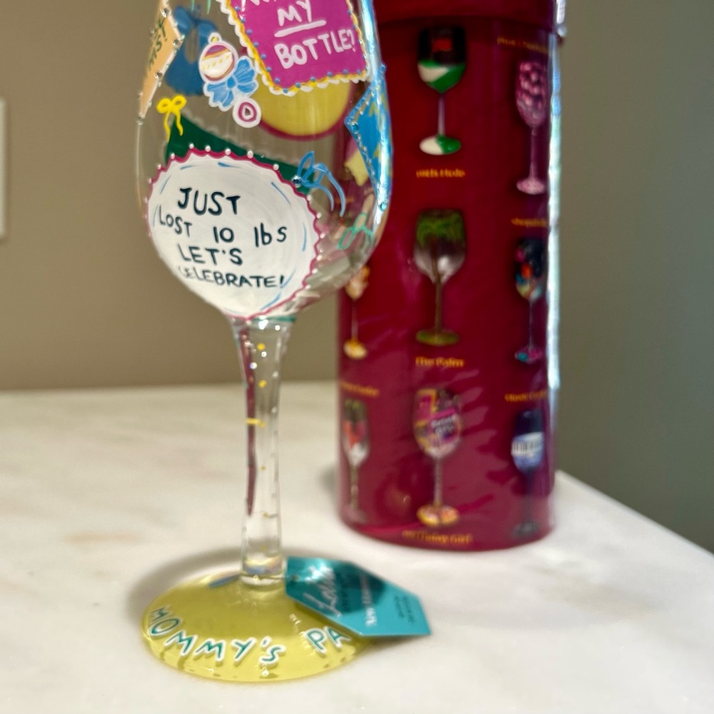 New Mommy Wine Glass Hand Painted 15oz